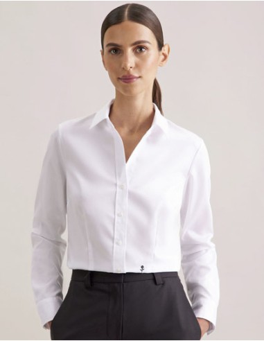 SEI-080662-Womens Blouse Slim Fit Fine Twill Longsleeve